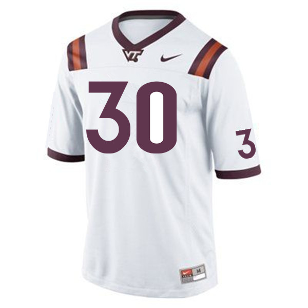 Men #30 Tyler Matheny Virginia Tech Hokies College Football Jerseys Sale-White - Click Image to Close